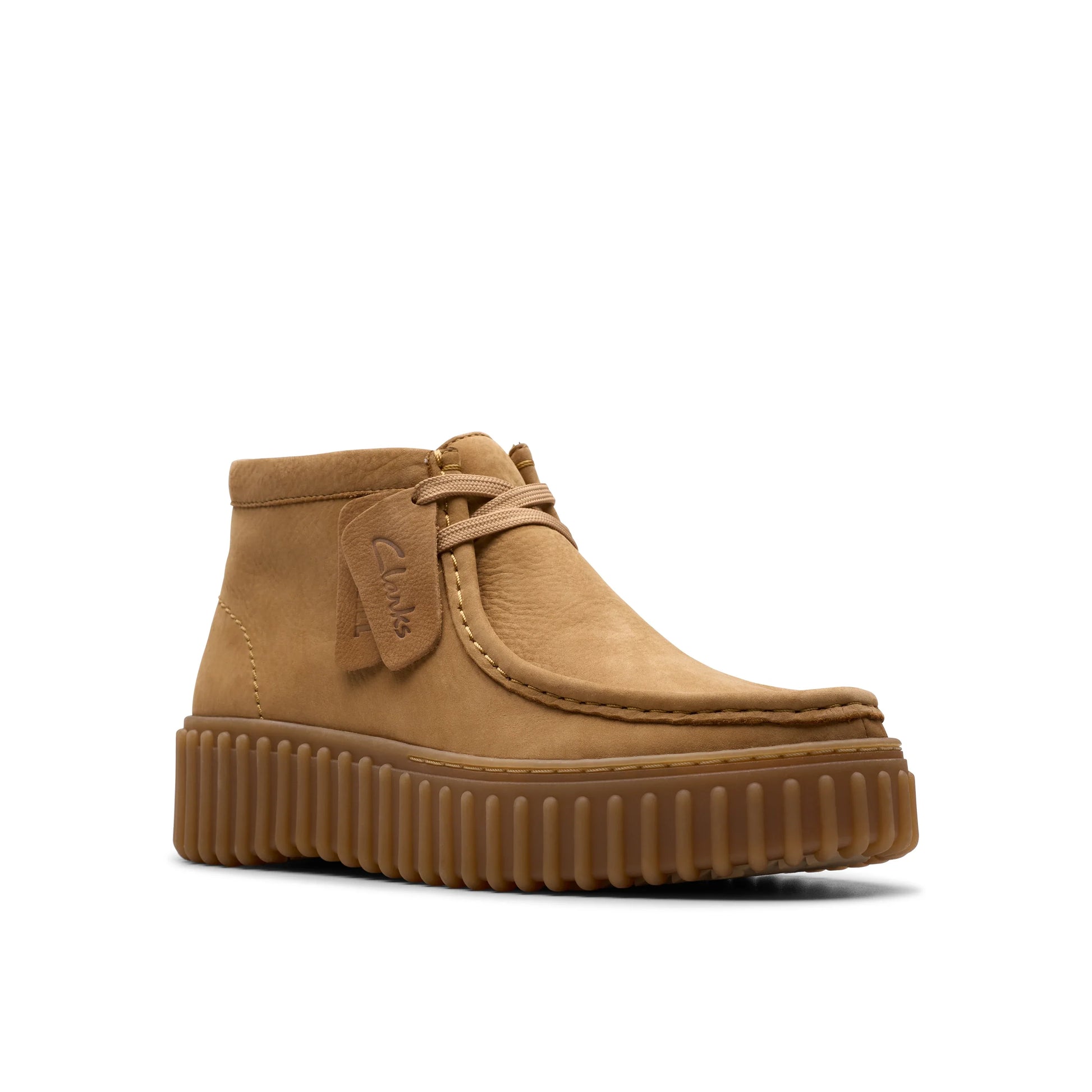 Clarks 品牌的女士靴子,米色 Torhill Moss Light Tan Nubuck 款式。