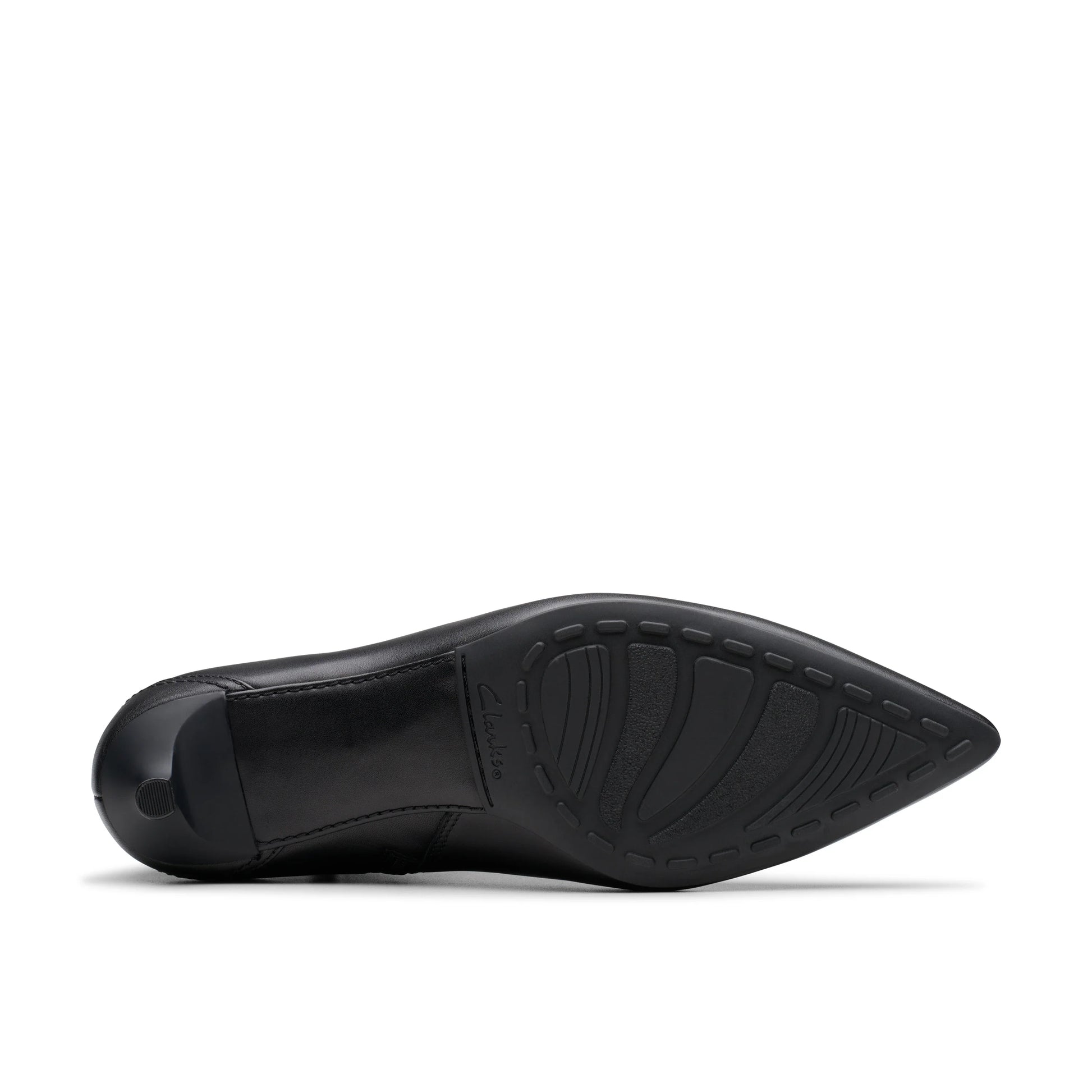CLARKSブランドのレディースブーツ、Adela Up ブラックレザーモデル(ブラック)。