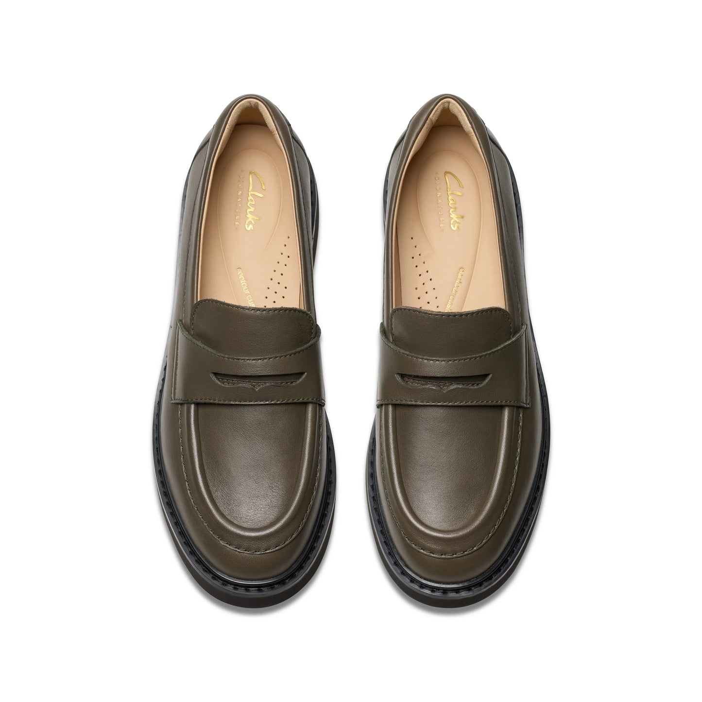 Mocasines De La Marca Clarks Para Mujer Modelo Splend Edge Dark Olive Leather En Color Verde