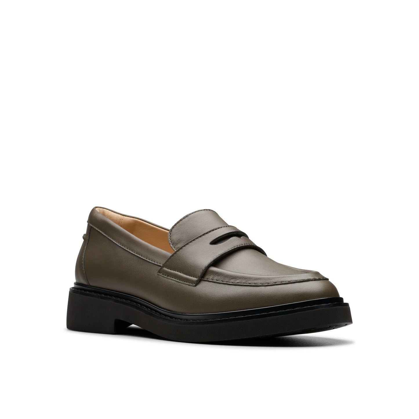 Mocasines De La Marca Clarks Para Mujer Modelo Splend Edge Dark Olive Leather En Color Verde