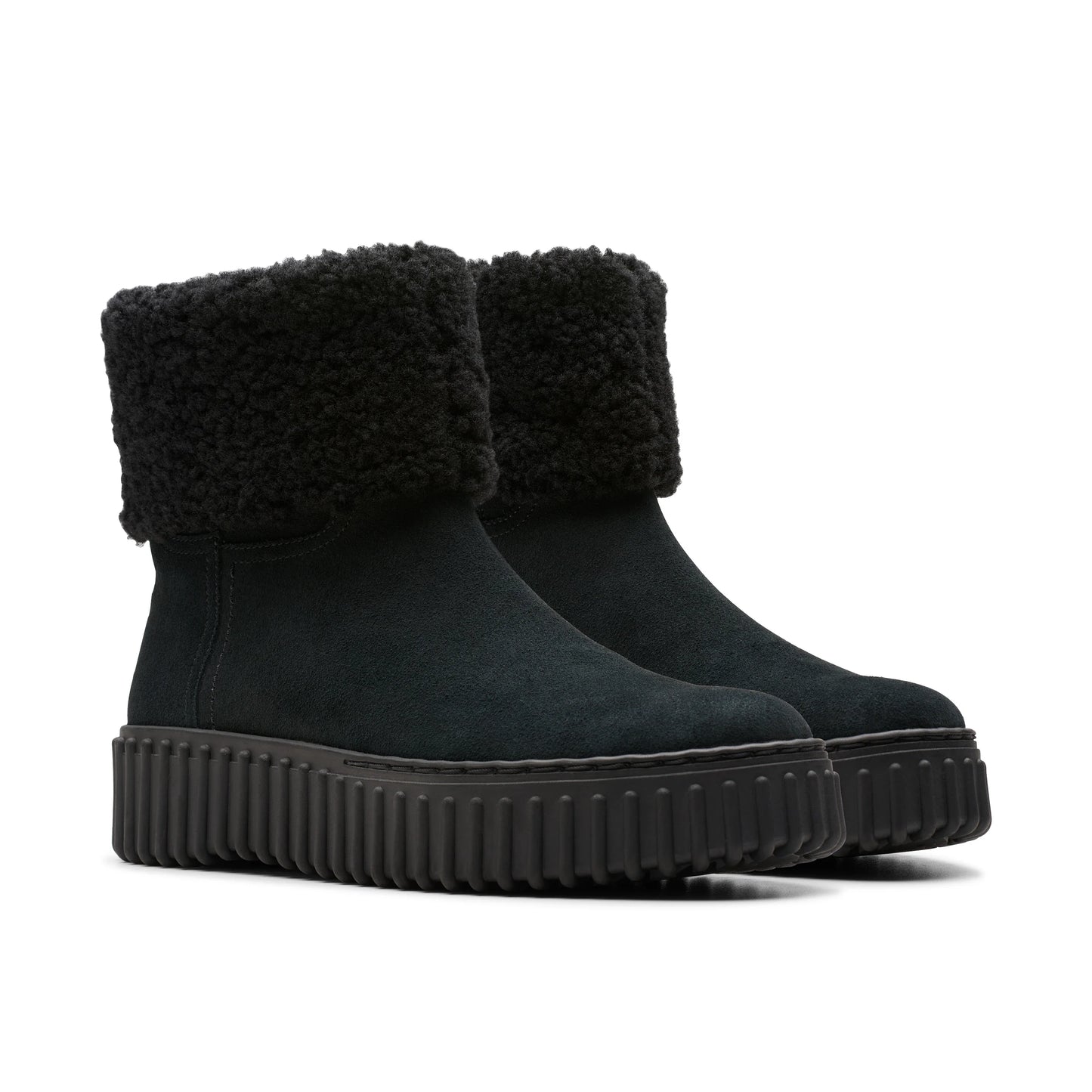 Botas De La Marca Clarks Para Mujer Modelo Torhill Turn Black Wlined Suede En Color Negro