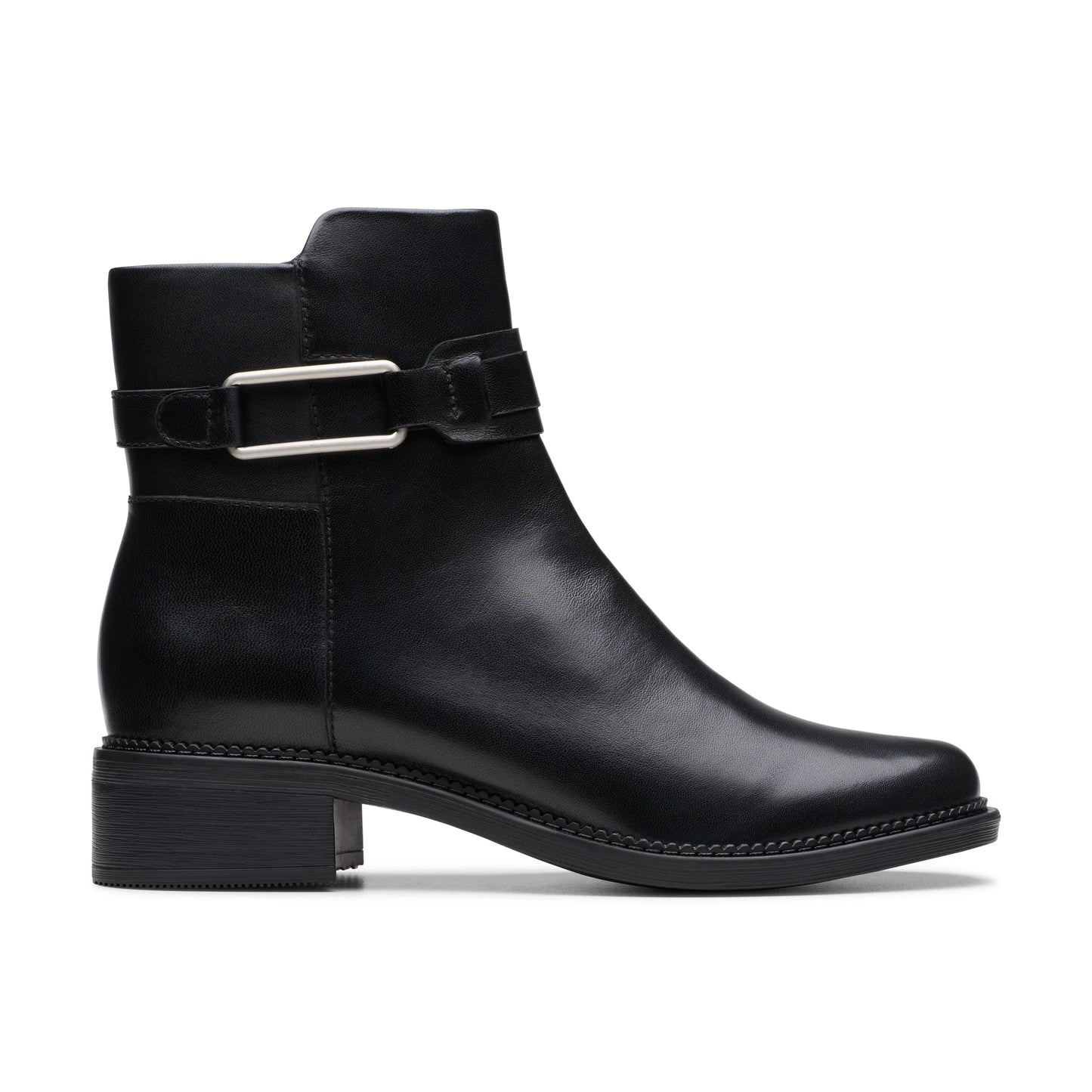 Botines De La Marca Clarks Para Mujer Modelo Maye Bella Black Leather En Color Negro