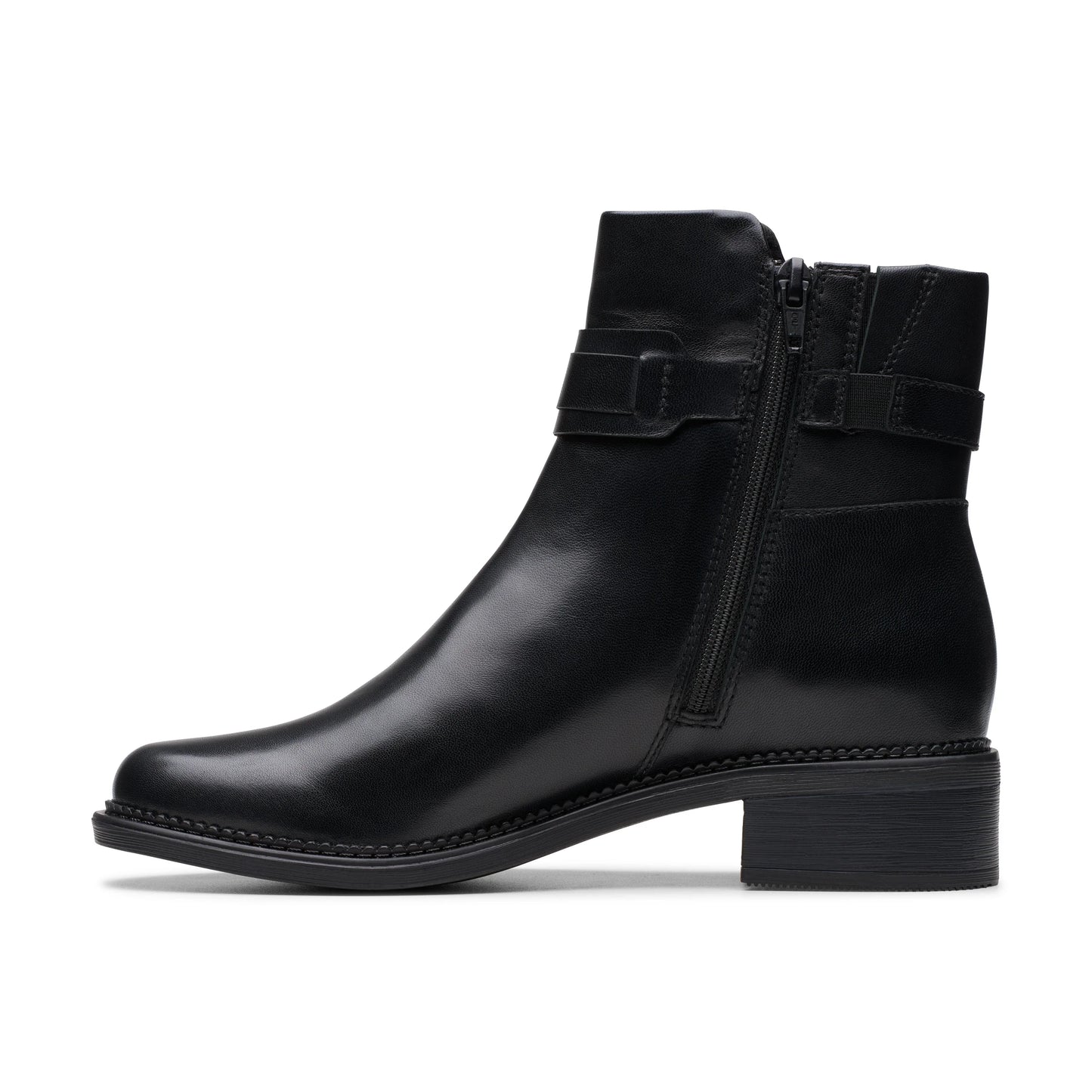 Botines De La Marca Clarks Para Mujer Modelo Maye Bella Black Leather En Color Negro