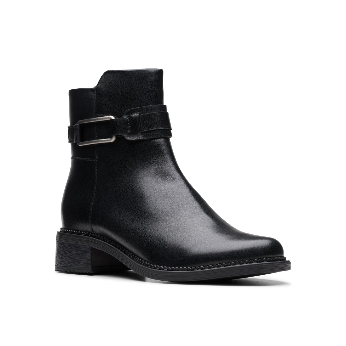 Botines De La Marca Clarks Para Mujer Modelo Maye Bella Black Leather En Color Negro