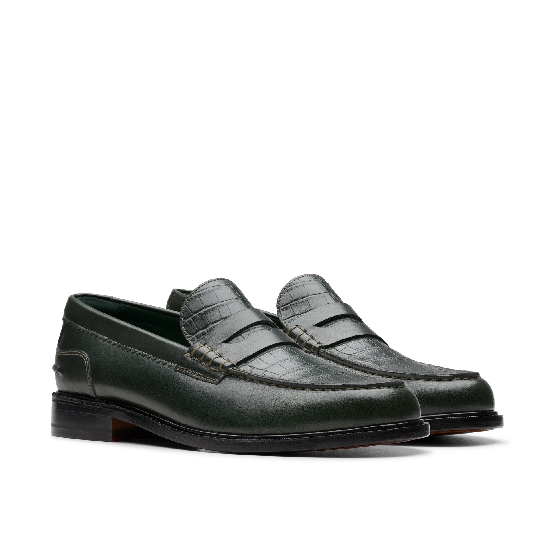 Mocasines De La Marca Clarks  Para Hombre Modelo Craftjames Lo Dark Green Combi En Color Verde