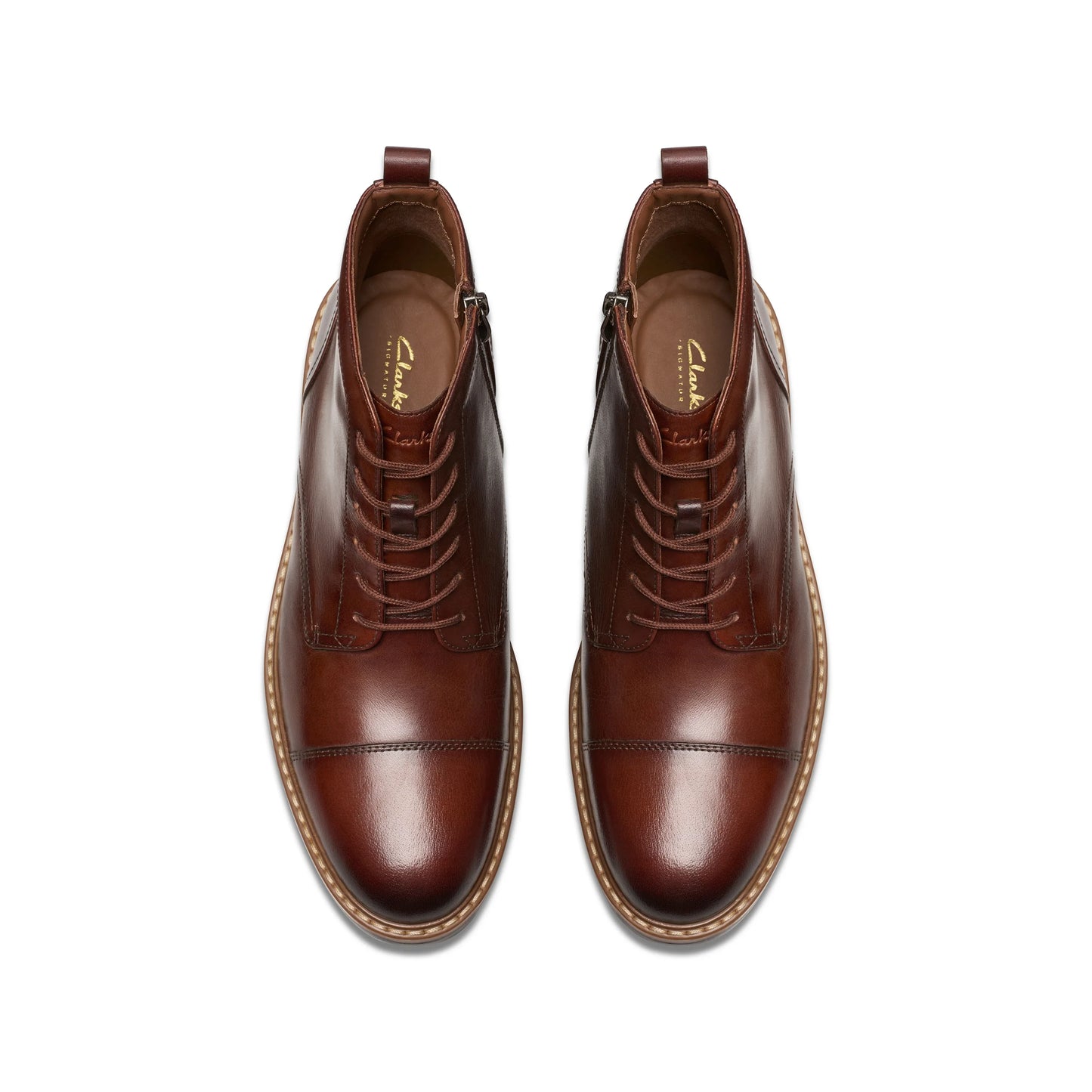 Botines De La Marca Clarks Para Hombre Modelo Aldwin Cap Mid Tan Leather En Color Beige