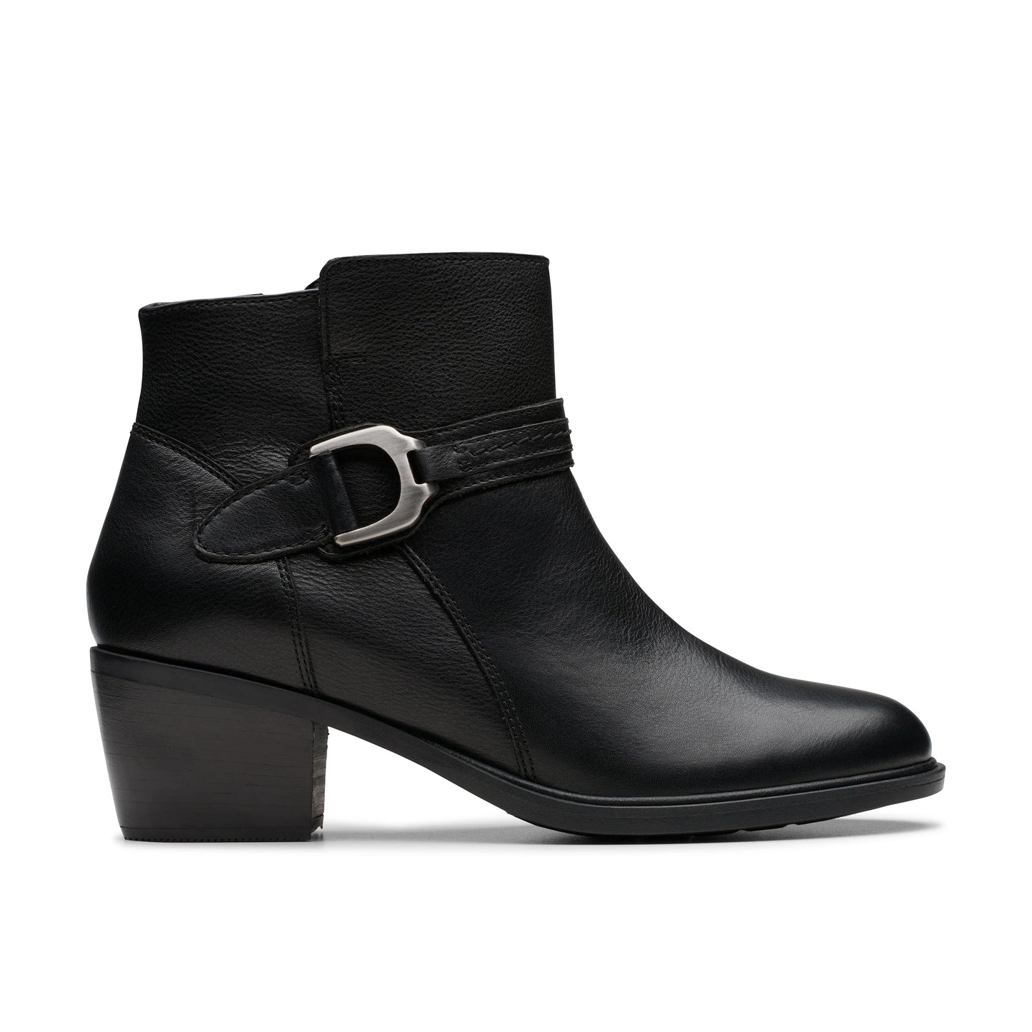 Botines De La Marca Clarks Para Mujer Modelo Neva Buckle Black Leather En Color Negro