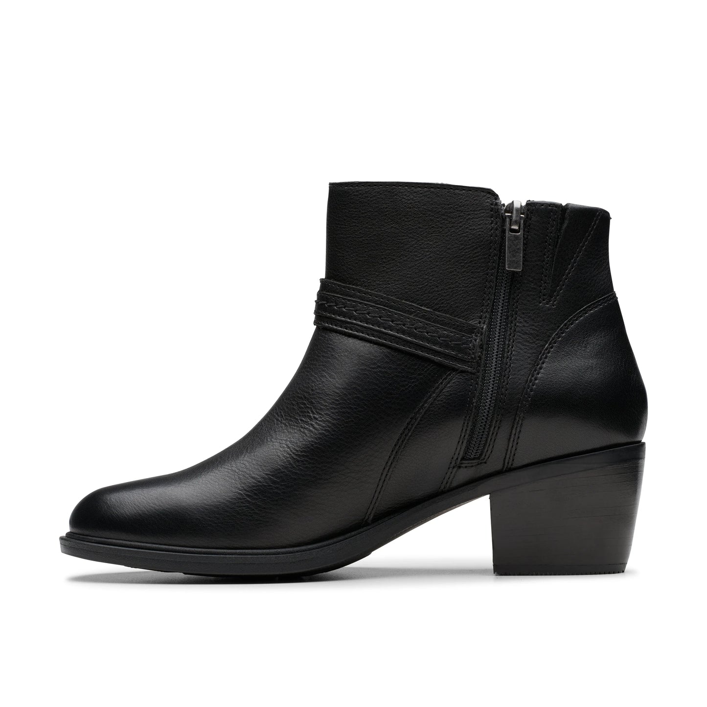 Botines De La Marca Clarks Para Mujer Modelo Neva Buckle Black Leather En Color Negro