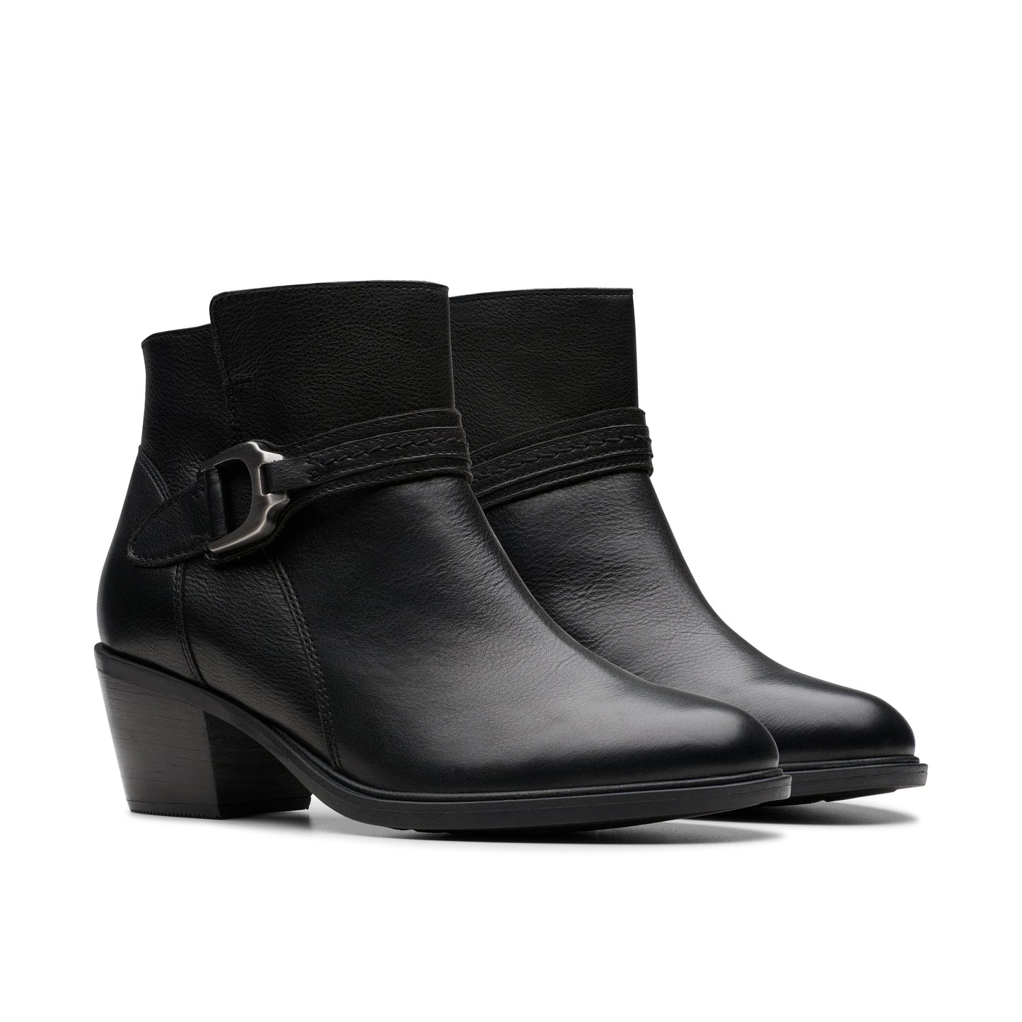 Botines De La Marca Clarks Para Mujer Modelo Neva Buckle Black Leather En Color Negro