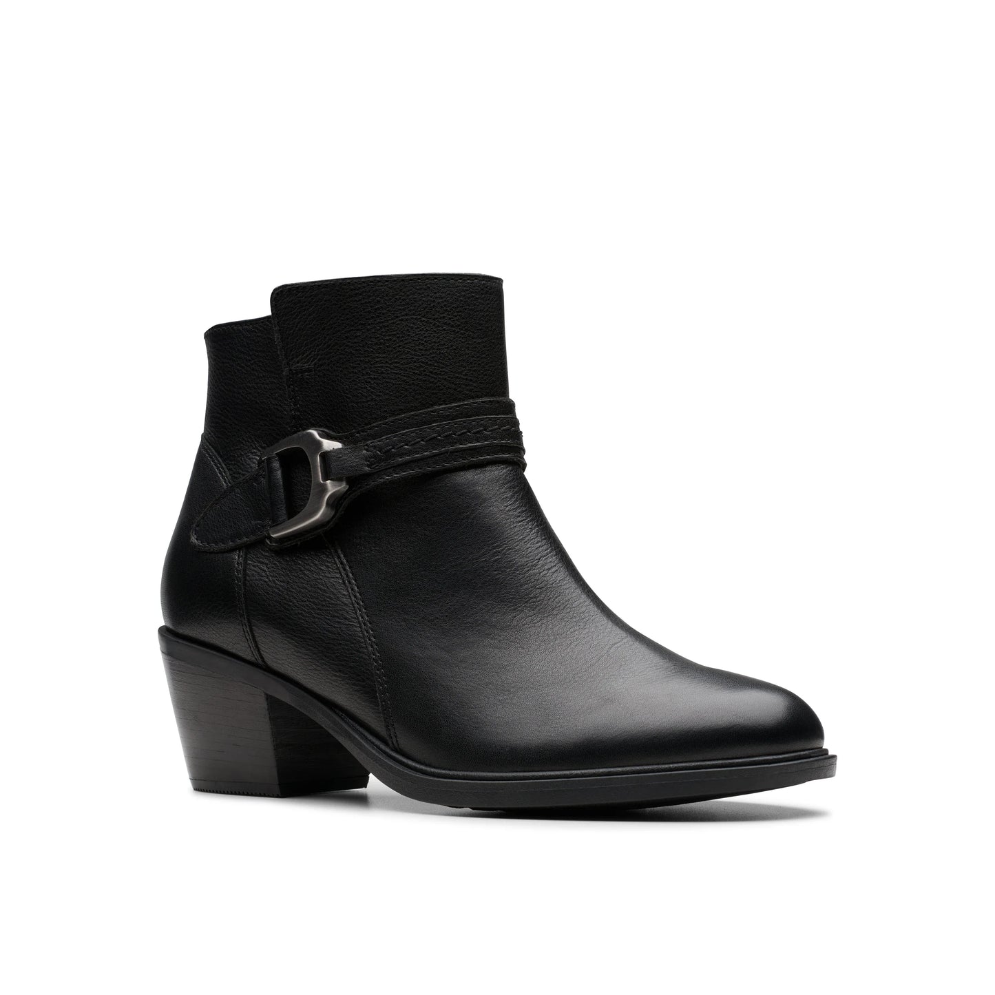 Botines De La Marca Clarks Para Mujer Modelo Neva Buckle Black Leather En Color Negro