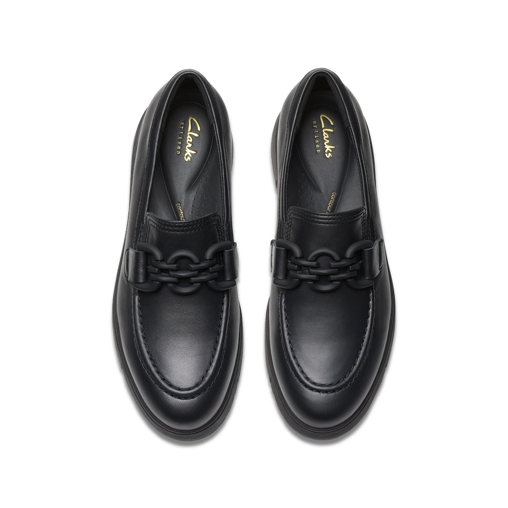 Półbuty damskie Clarks, model Loriini Izzy ze skóry w kolorze czarnym.