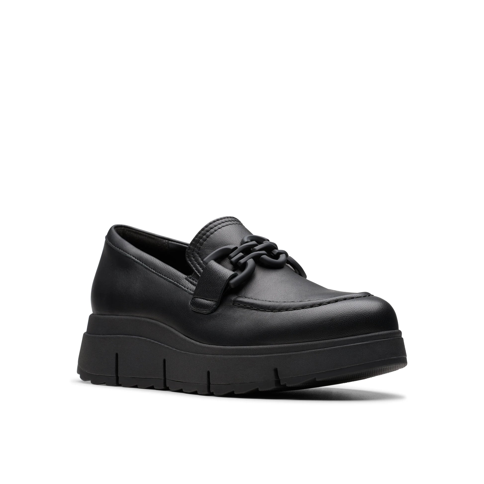 Półbuty damskie Clarks, model Loriini Izzy ze skóry w kolorze czarnym.
