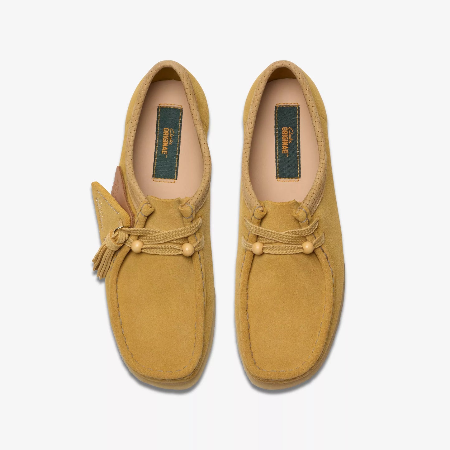 Zapatos Derby Mujer De La Marca Clarks Para Wallabee Golden Tan Suede Modelo Amarillo
