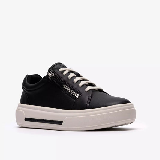 CLARKS | SNEAKERS | MUJER | HOLLYROSE ZIP BLACK LEATHER | NEGRO