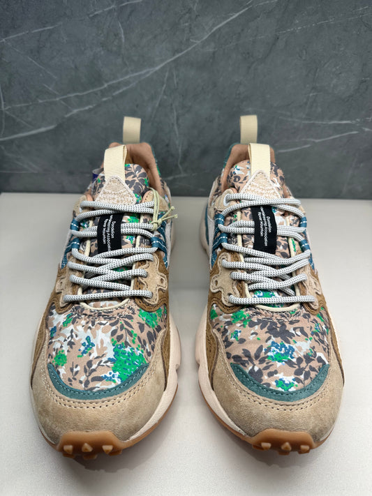 FLOWER MOUNTAIN | SNEAKERS | WOMAN | YAMANO 3 WOMAN SPRING FLOWERS LIGHT BROWN-DAR