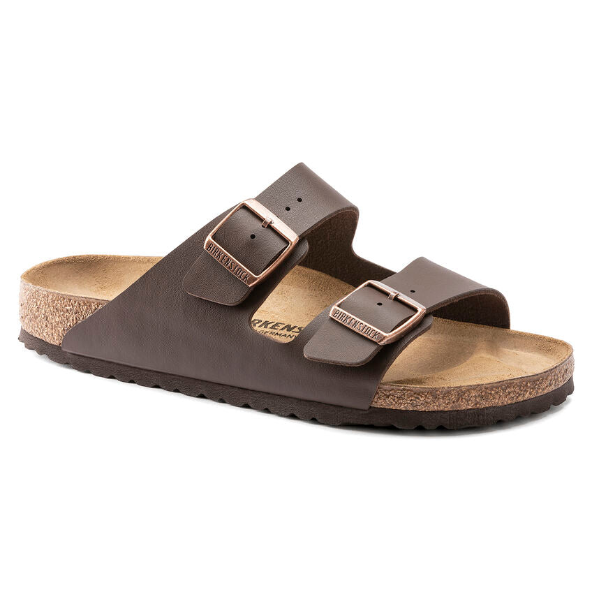 Sandales Birkenstock UNISEXE de marque Arizona Birko-Flor modèle marron foncé en couleur marron