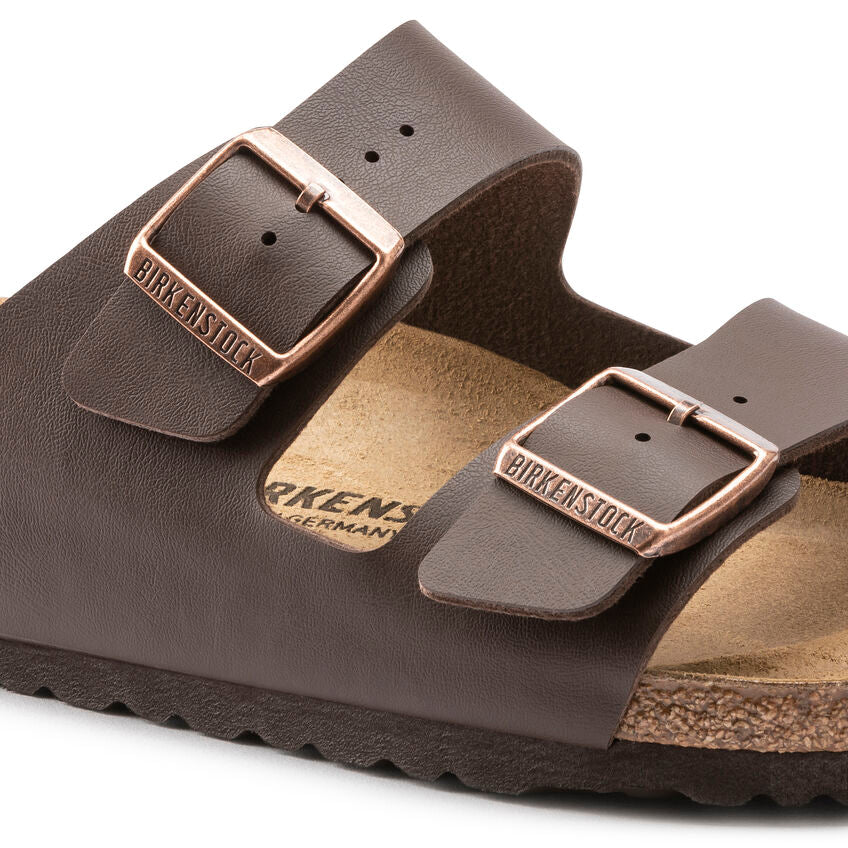 Sandales Birkenstock UNISEXE de marque Arizona Birko-Flor modèle marron foncé en couleur marron