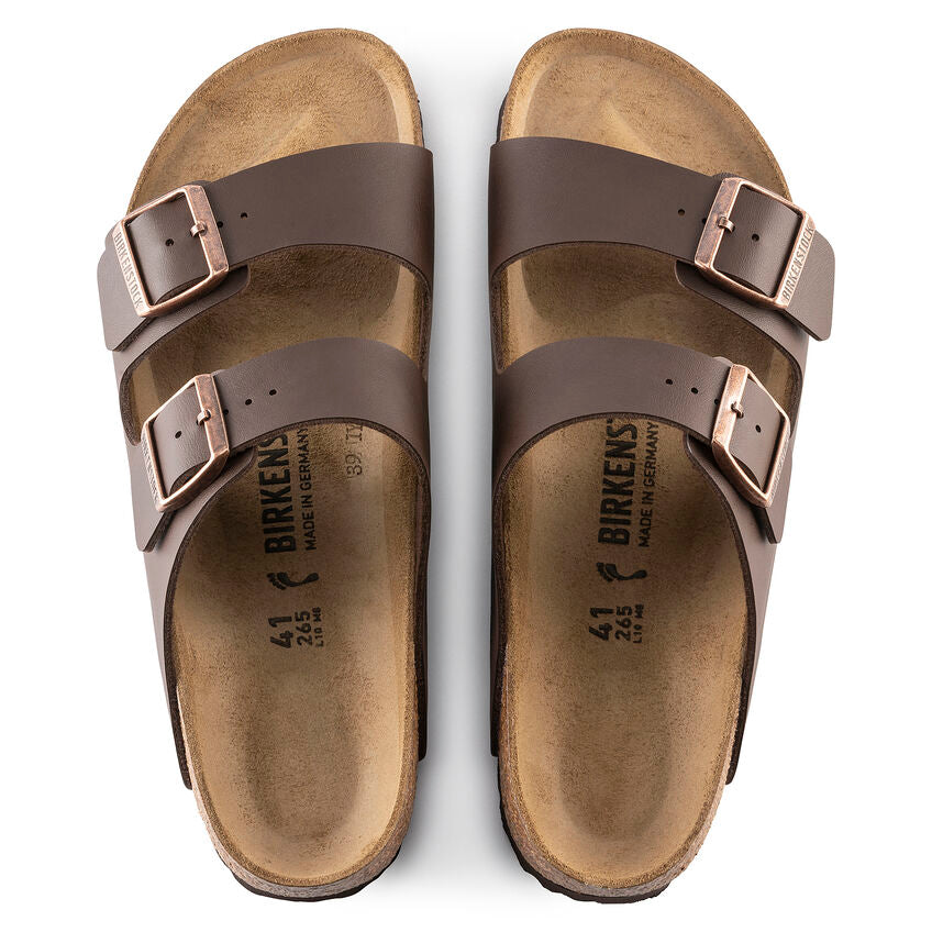 Sandales Birkenstock UNISEXE de marque Arizona Birko-Flor modèle marron foncé en couleur marron