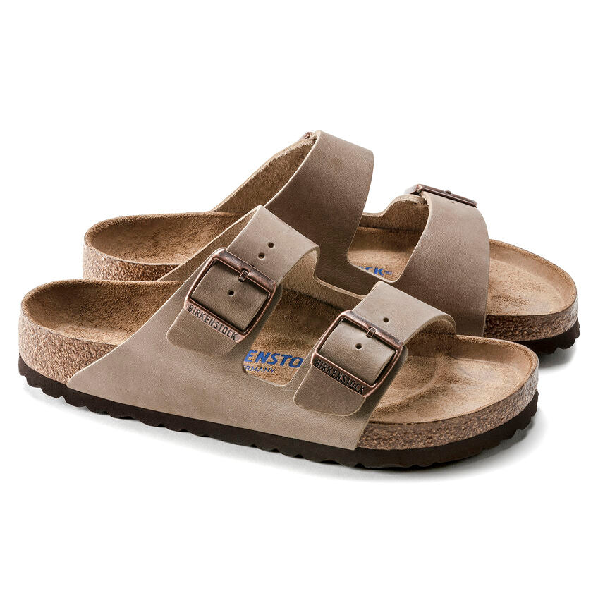 Sandales Birkenstock Arizona pour femme, semelle intérieure souple, cuir huilé, marron clair