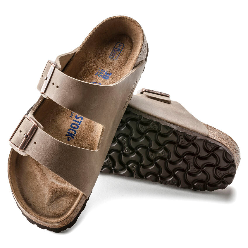 Sandales Birkenstock Arizona, semelle intérieure souple, cuir huilé, marron clair