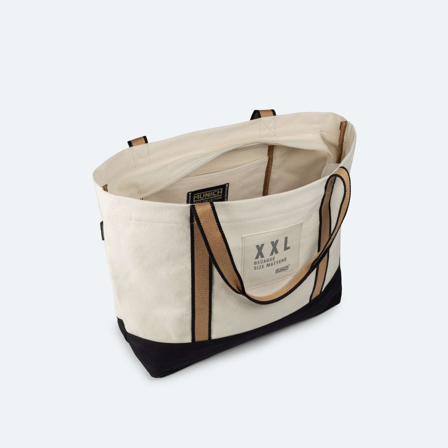 Sac unisexe de la marque Munich, modèle shopper Go Go Tan, nude en beige.