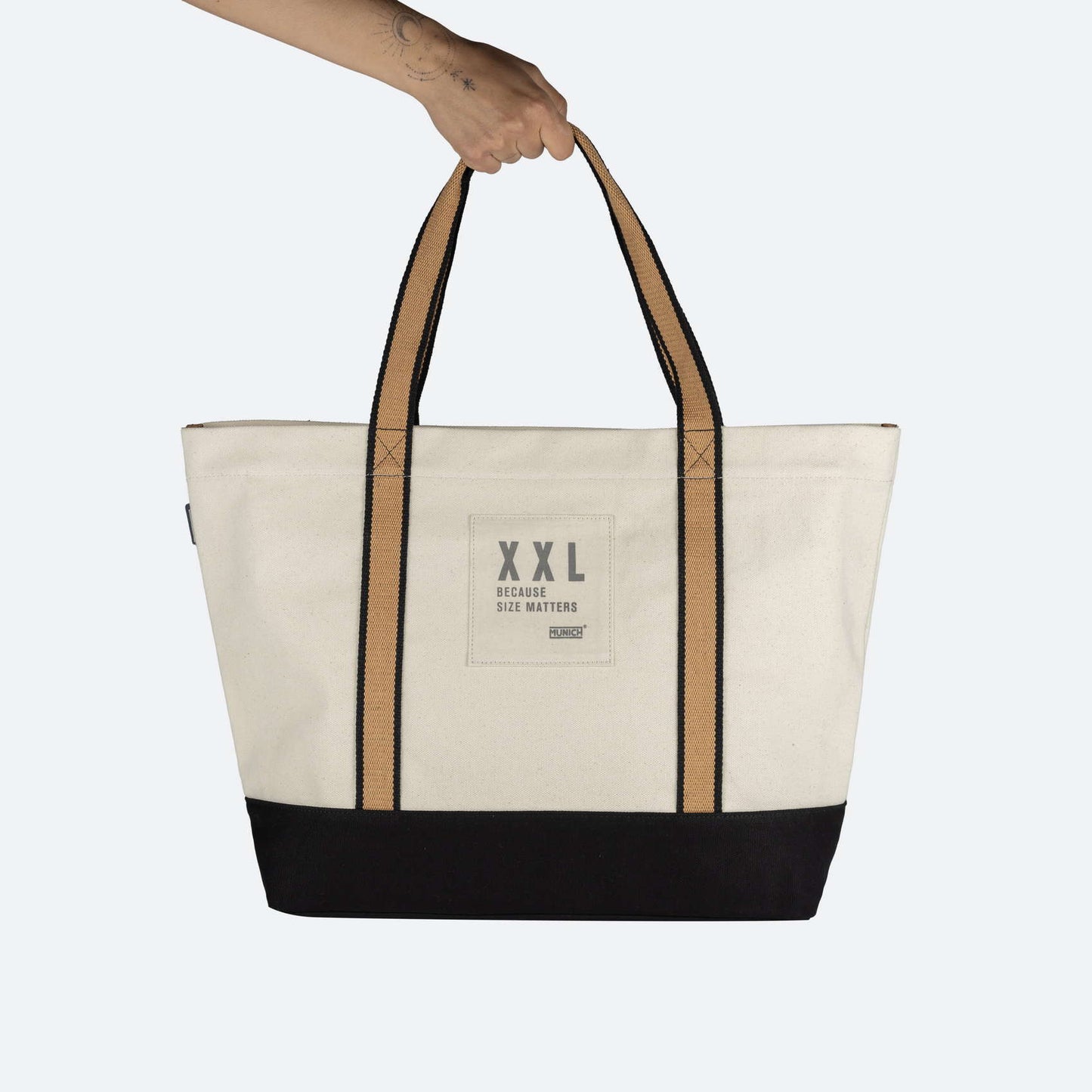 Sac unisexe de la marque Munich, modèle shopper Go Go Tan, nude en beige.