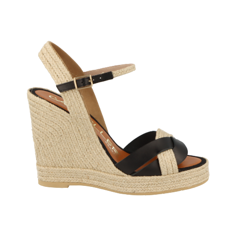 CASTELLER | WOMEN'S SANDALS | 874 BLACK NATURAL JUTE VAQUETA | BEIGE