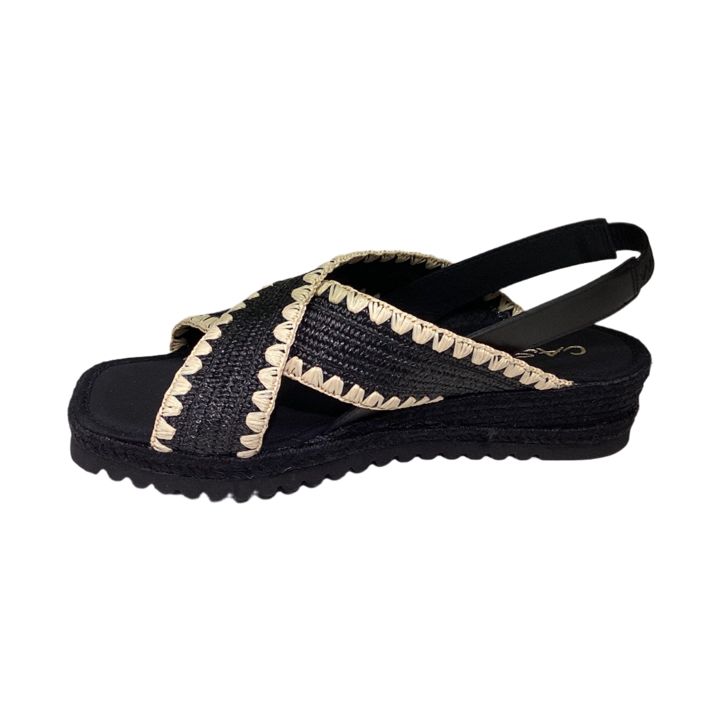 CASTELLER | SANDALES FEMME | 895 RAPHIA ÉLASTIQUE AVEC COL | NOIR