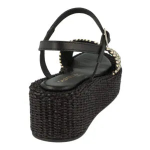 CASTELLER | SANDALIAS MUJER | ELÁSTICO RAFIA MULTI NEGRO/CRUDO - TUDOR NEGRO