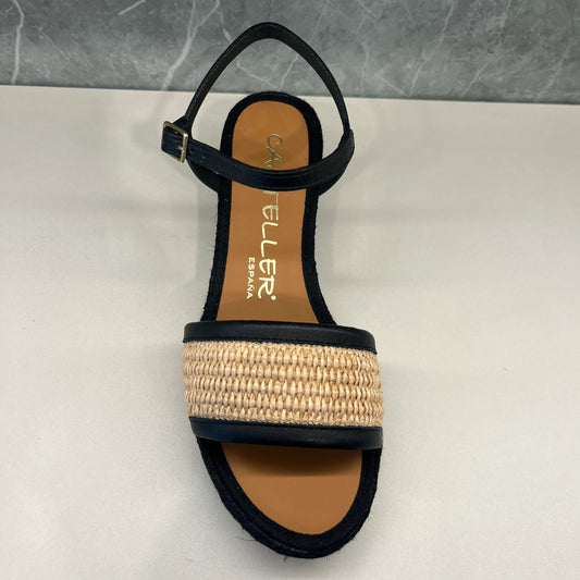 CASTELLER | SANDALIAS MUJER | RAFIA C/NATURAL TUDOR NEGRO