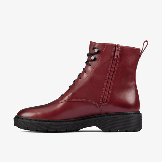 Botas De La Marca Clarks  Para Mujer Modelo Witcombe Hi 2 Burgundy Leather En Color Rojo