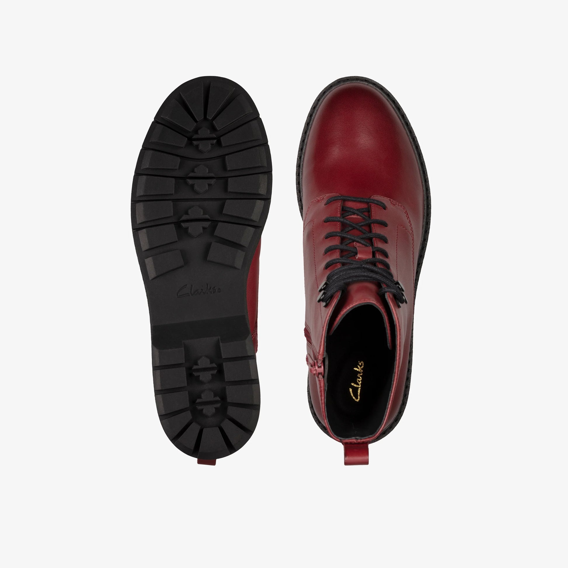 Botas De La Marca Clarks  Para Mujer Modelo Witcombe Hi 2 Burgundy Leather En Color Rojo