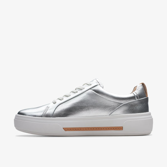 Sneakers De La Marca Clarks  Para Mujer Modelo Hollyhock Walk Silver Leather En Color Plateado