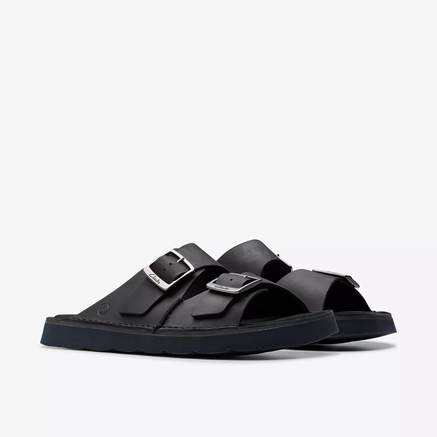 Sandalias De La Marca Clarks Para Hombre Modelo Solsbury Strap Black Leather En Color Negro