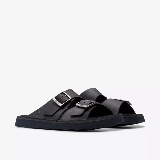 Sandalias De La Marca Clarks  Para Hombre Modelo Solsbury Strap Black Leather En Color Negro