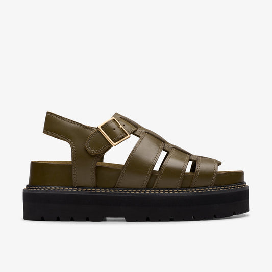 Sandalias De La Marca Clarks  Para Mujer Modelo Orianna Twist Dark Olive Leather