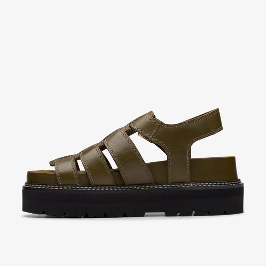 Sandalias De La Marca Clarks  Para Mujer Modelo Orianna Twist Dark Olive Leather