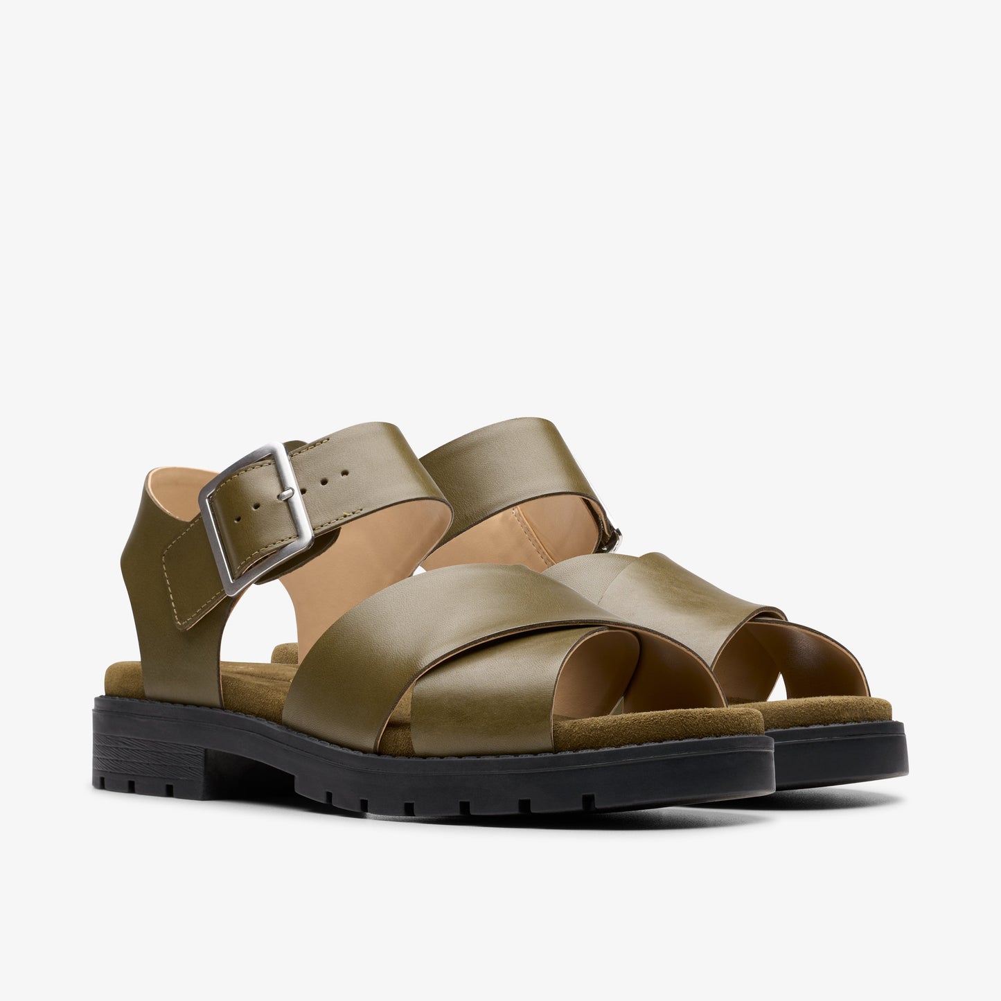 Sandalias De La Marca Clarks Para Mujer Modelo Orinoco Cross Dark Olive Leather