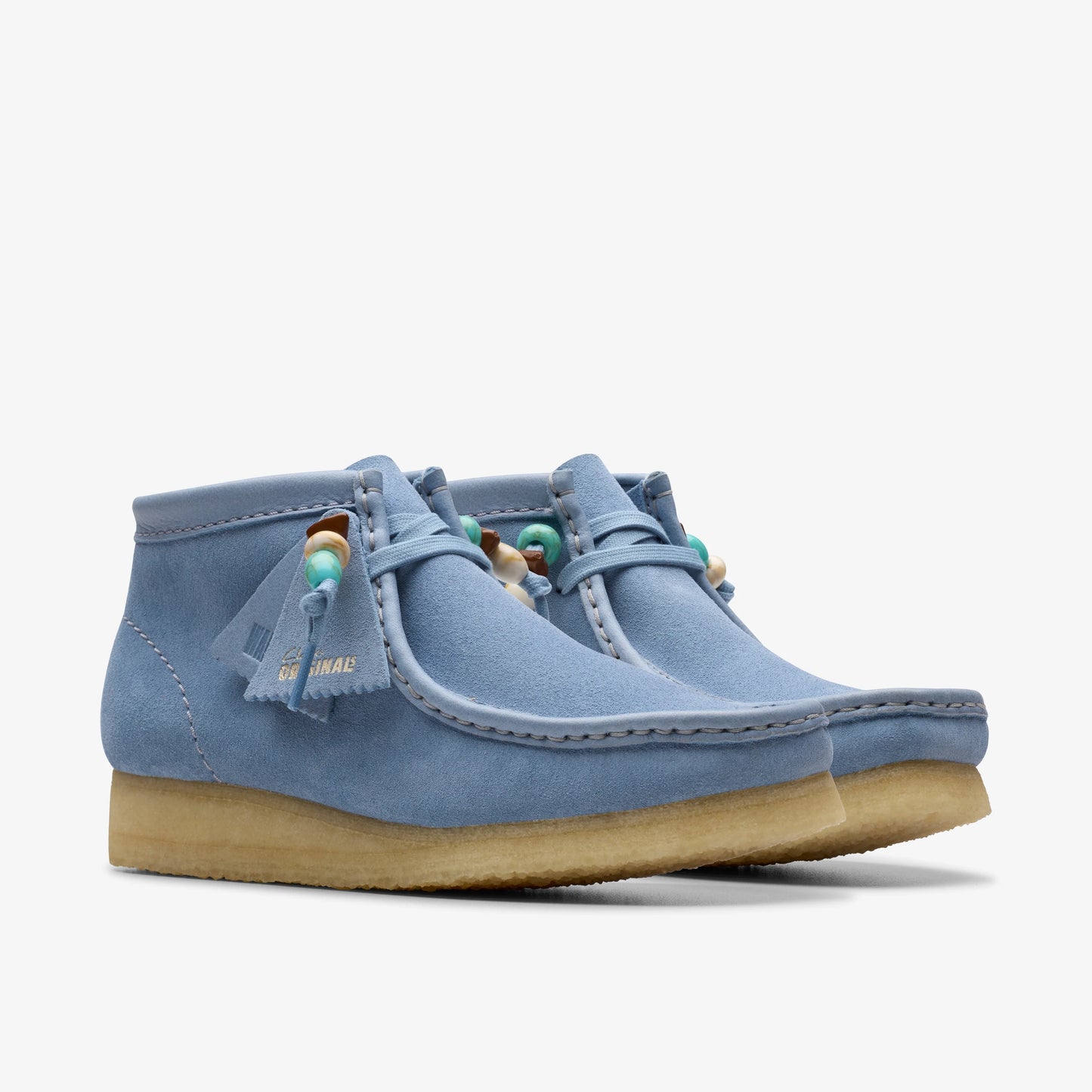 Botines De La Marca Clarks Para Mujer Modelo Wallabee Boot Powder Blue Suede
