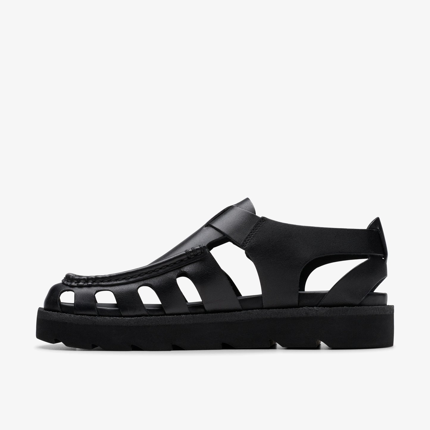 Sandalias De La Marca Clarks Para Hombre Modelo Meare Buckle Black Leather En Color Negro