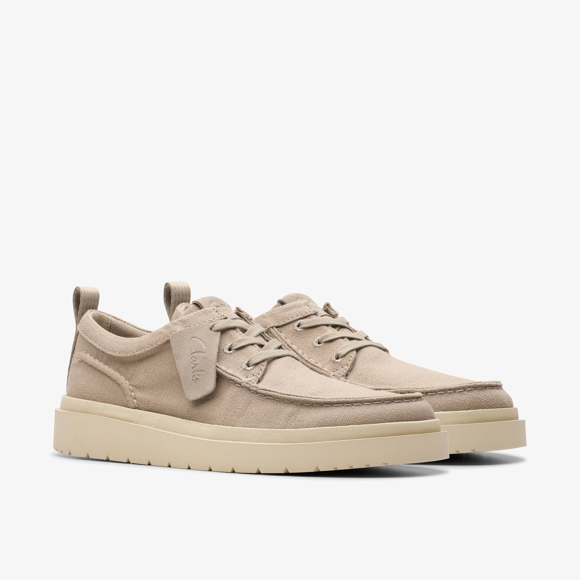 Zapatos Casual De La Marca Clarks  Para Hombre Modelo Polden Moc Grey Canvas En Color Gris