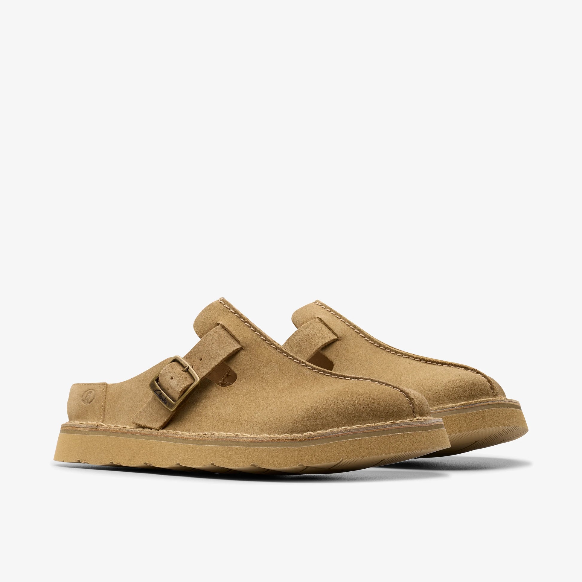 Sandalias De La Marca Clarks  Para Hombre Modelo Solsbury Mule Dark Sand Suede En Color Beige