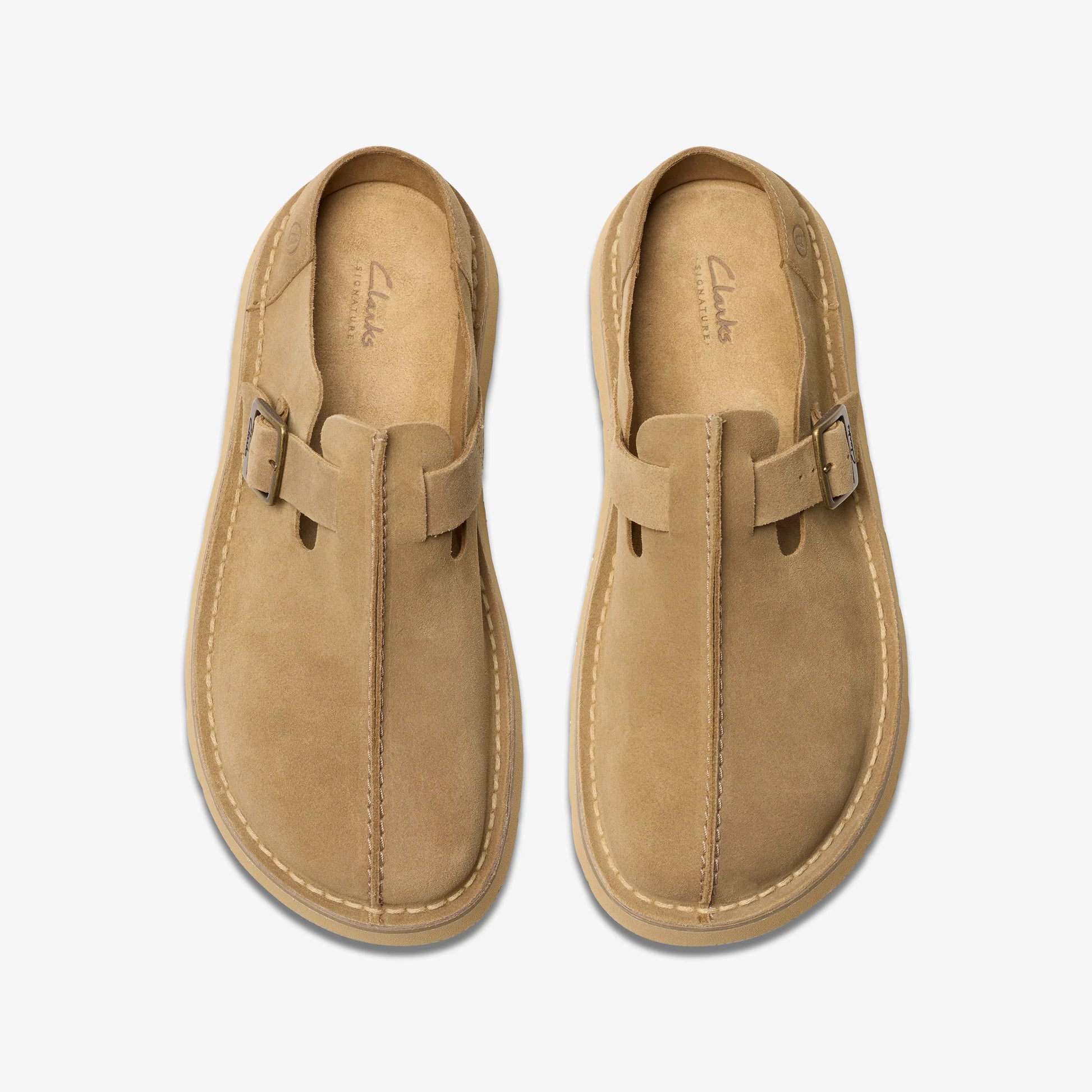 Sandalias De La Marca Clarks  Para Hombre Modelo Solsbury Mule Dark Sand Suede En Color Beige