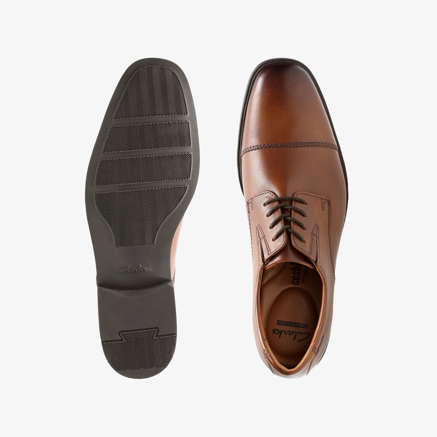 Zapatos De Vestir De La Marca Clarks Para Hombre Modelo Tilden Cap Dark Tan Lea En Color Marrón