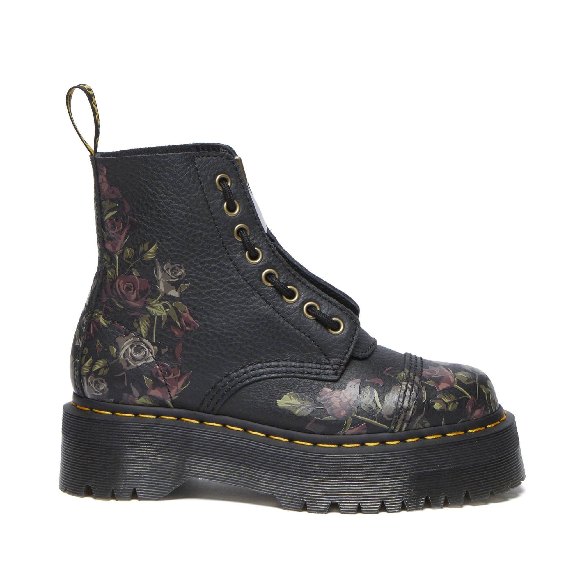 DR. MARTENS Sinclair Decayed Roses Classic Tumbled Nappa Black
