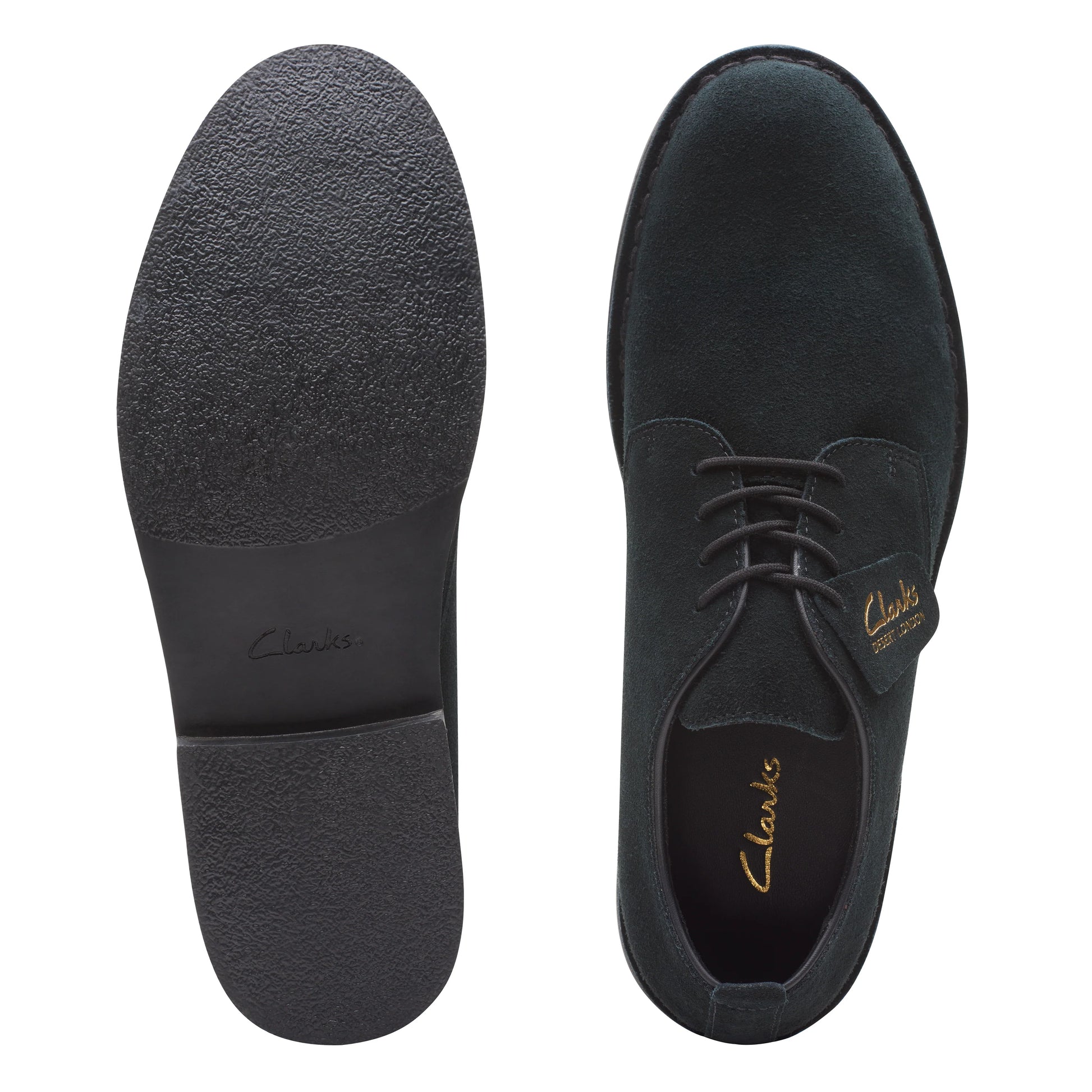 Zapatos Derby De La Marca Clarks  Para Hombre Modelo Desert Lon Evo Black Suede En Color Negro
