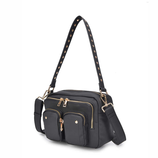 NUNOO | BOLSO MUJER | ELLIE BAMBOO BLACK W GOLD BLACK | NEGRO