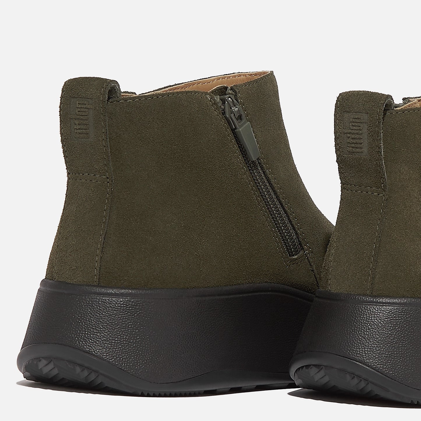FITFLOP | BOTAS MUJER | W F MODE SUEDE FLATFORM ZIP ANKLE BOOTS DEEP OLIVE | VERDE