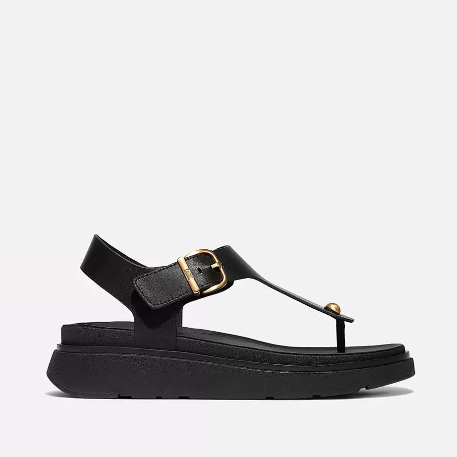 FITFLOP | WOMEN'S SANDALS | GEN FF BUCKLE TWO BAR LEATHER SLIDES LIGHT TAN | BLACK