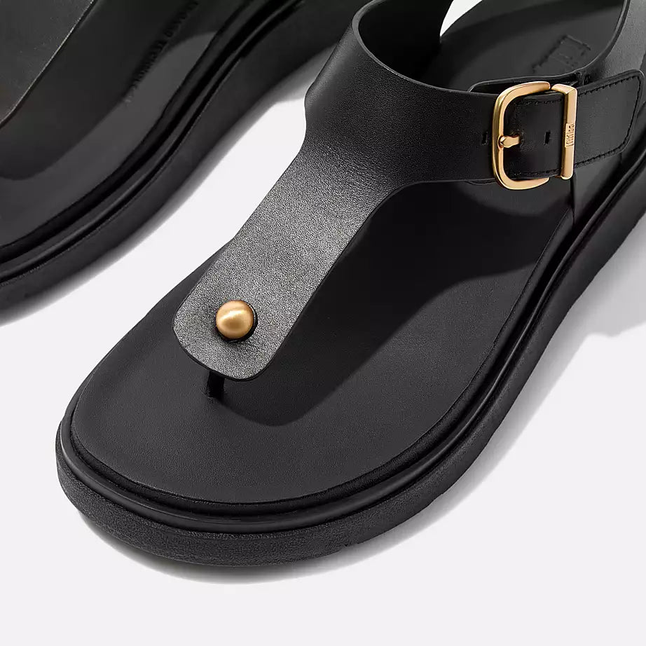 FITFLOP | WOMEN'S SANDALS | GEN FF BUCKLE TWO BAR LEATHER SLIDES LIGHT TAN | BLACK